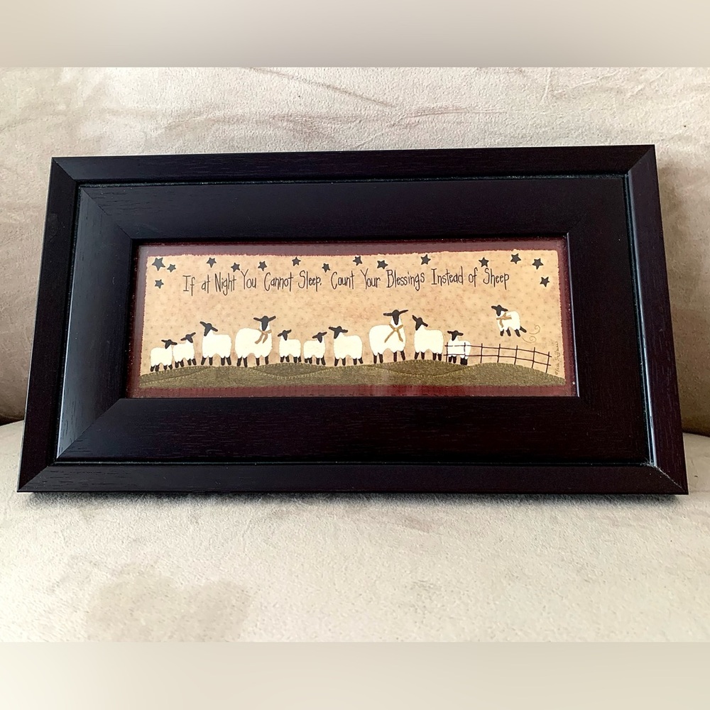 Framed COUNT YOUR BLESSINGS NOT SHEEP  HOME DECOR SIGN / Picture